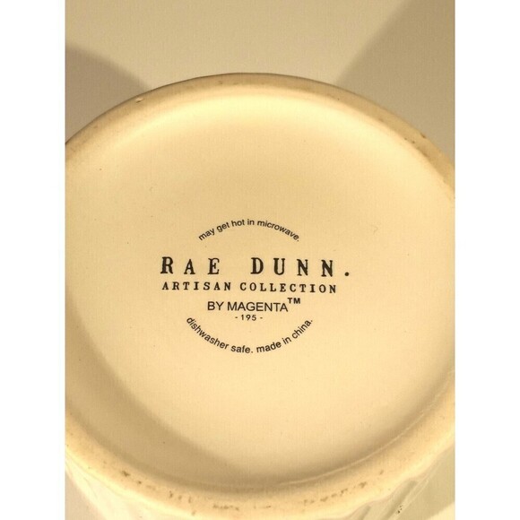 Rae Dunn COFFEE Mug LL Magenta Artisan Large Embossed Ribbed Script White - Picture 5 of 6